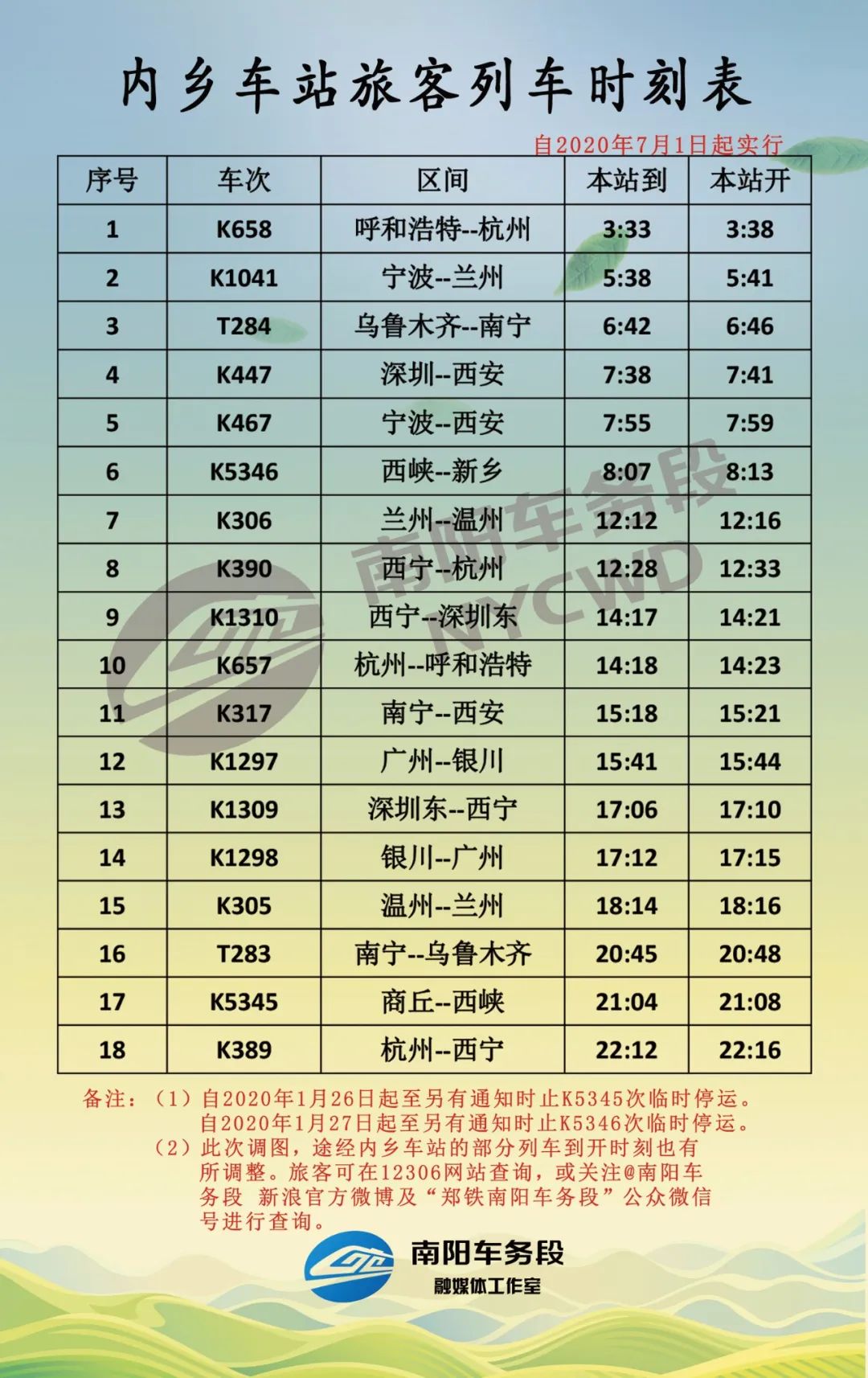 内乡火车站最新时刻表全面解析